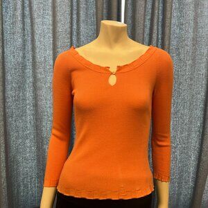 Etcetera 3/4 Sleeve Button Front Ribbed Top